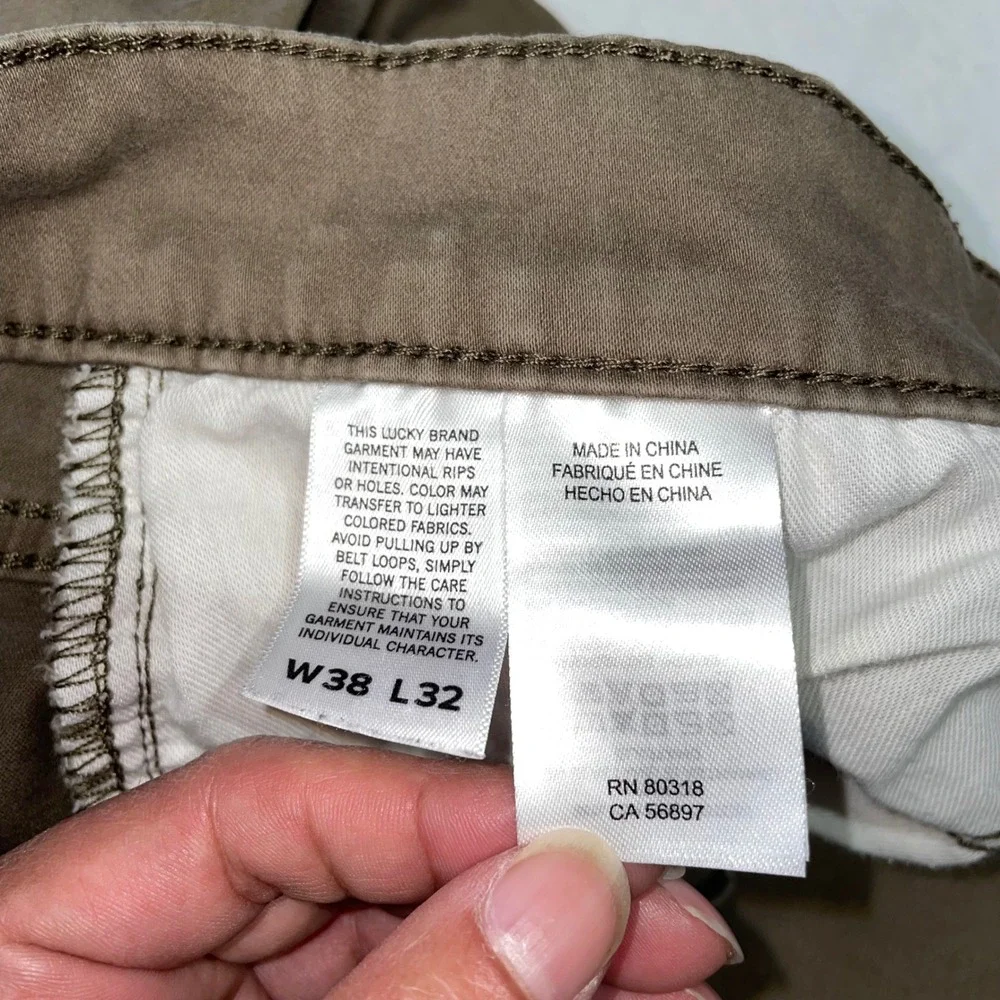 Lucky Brand 410 Athletic Straight Pants Mens 38x32 Brown 7MP10072